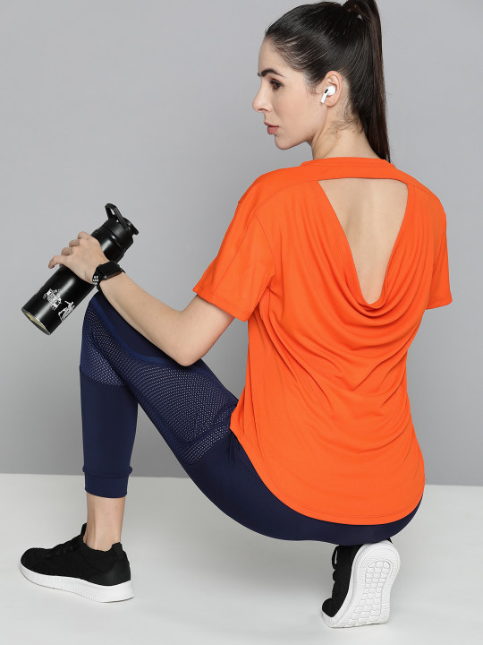 HRX by Hrithik Roshan Women Orange Typography Printed T-shirt