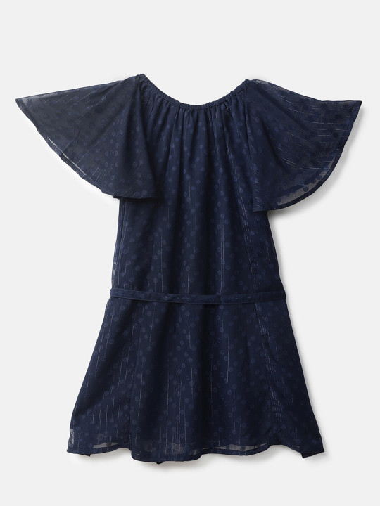United Colors of Benetton Girls Navy Blue A-Line Dress