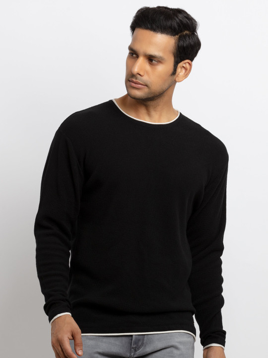 Status Quo Men Plus size Black & White Checked Pullover