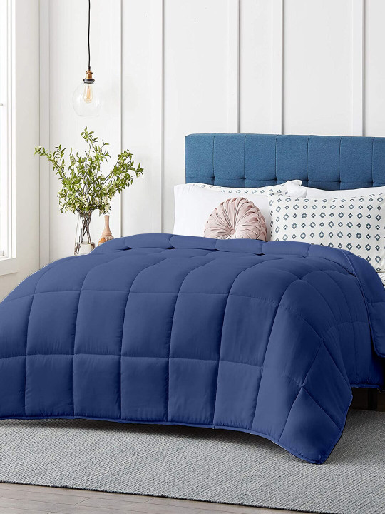 RAZZAI Blue & Grey Microfiber Mild Winter 210 GSM Single Bed Comforter