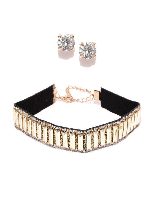 Gold-Toned Stone-Studded Jewellery Set