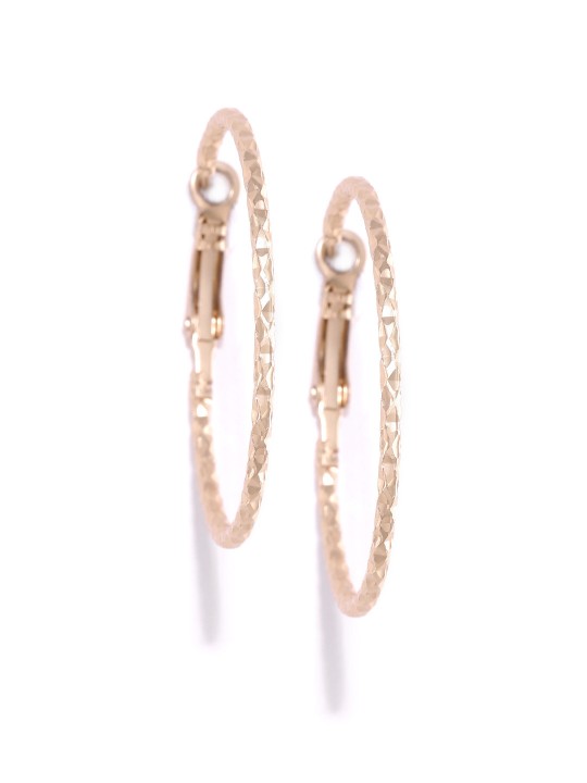 Gold-Toned Textured Circular Hoop Earrings