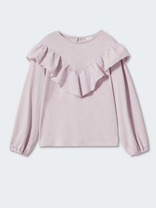 Mango Kids Girls Ruffled Sustainable Pure Cotton Top