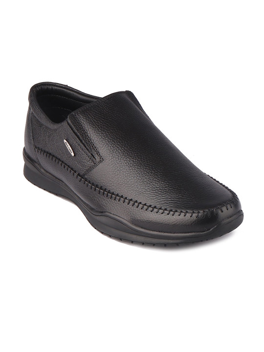 Red Chief Men Black Leather Formal Slip-On Shoes