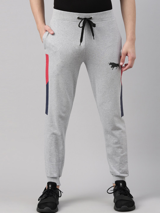 Bushirt Men Grey Solid Pure Cotton Joggers