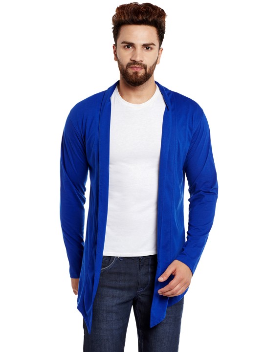 Men Blue Solid Cardigan XXL