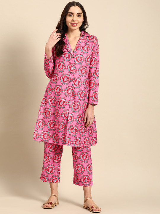 Sangria Ethnic Motifs Printed Kurta Set
