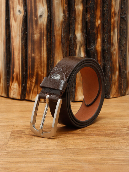 MUTAQINOTI Men Brown Textured Leather Formal Belt