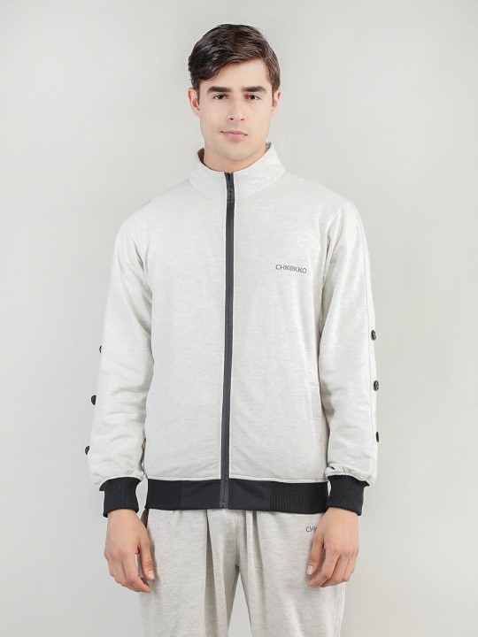 Chkokko Men Off White Black Outdoor Sporty Jacket