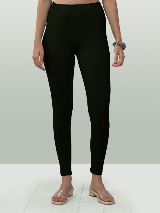 LYRA Women Green Solid Ankle Length Leggings
