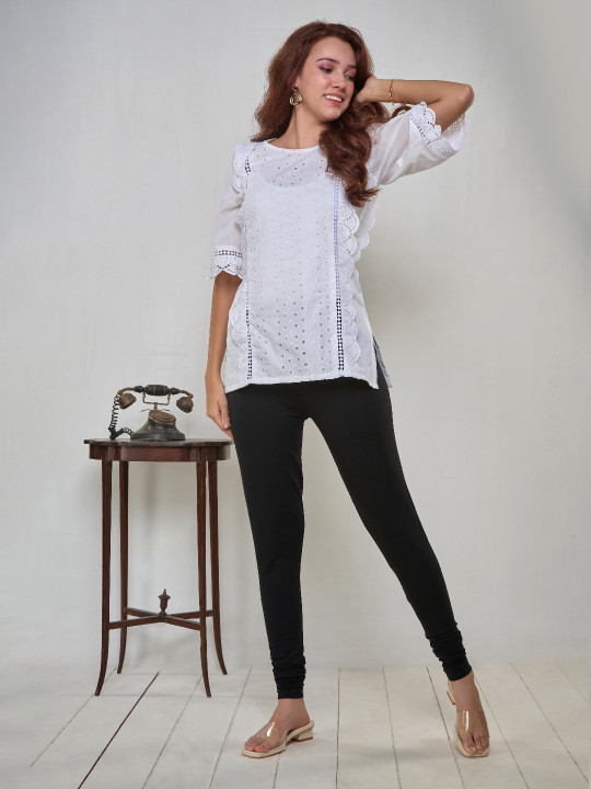 LYRA Women Black Solid Churidar Length Leggings