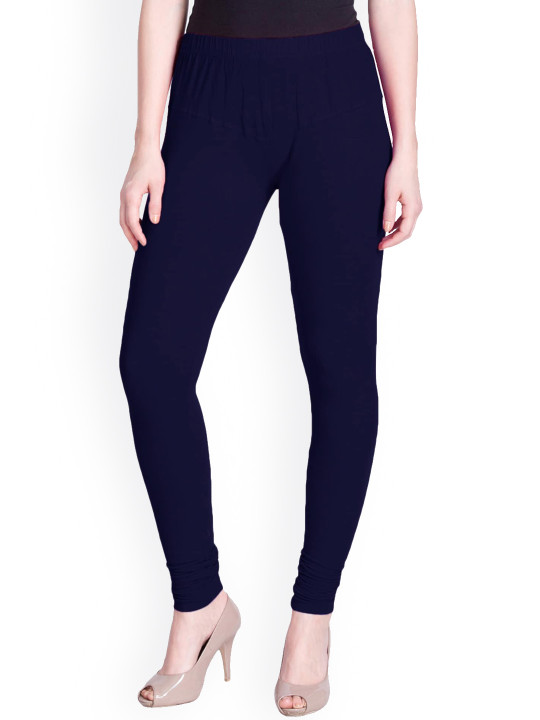 Buy LYRA Women Navy Blue Solid Churidar Length Leggings Leggings for