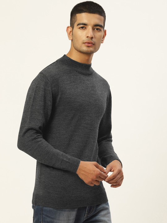 RVK Men Charcoal Solid Pullover