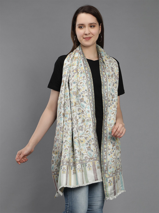 Aditi Wasan Off White & Blue Ethnic Motifs Kalamkari Shawal