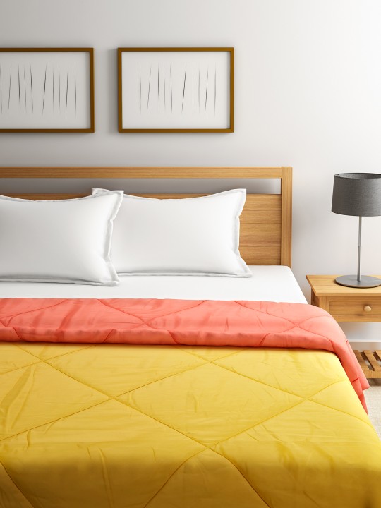 Yellow & Orange Quilted Reversible AC Double Blanket (Comforter)