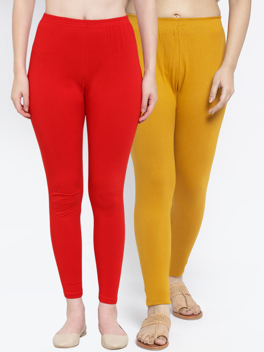 Jinfo Pack Of 2 Solid Ankle-Length Leggings