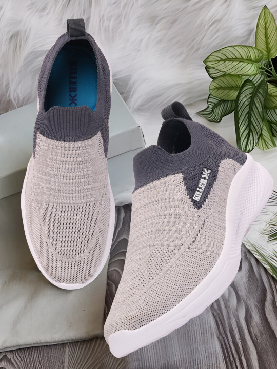 Killer Men Grey & White Woven Design Slip-On Sneakers
