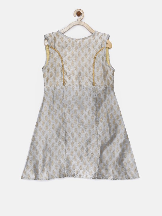 Girls Grey Printed Straight Kurta 7-8Y