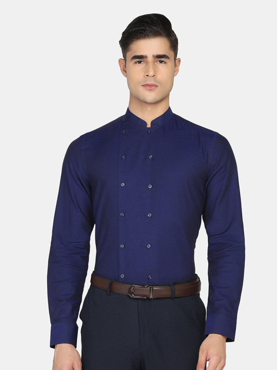 Blackberrys Men Navy Blue Pure Cotton Slim Fit Formal Shirt