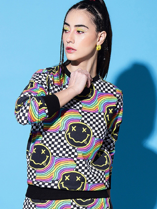 The Dry State Women Black Printed Sweatshirt