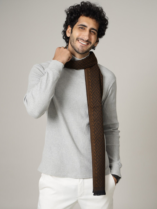HANDICRAFT PALACE Men Brown & Black Printed Mufflers