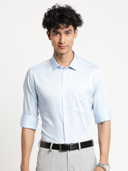 Turtle Men Blue Slim Fit Cotton Formal Shirt