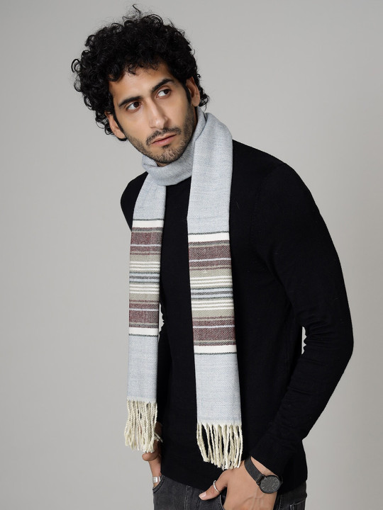 HANDICRAFT PALACE Men Blue Striped Woolen Mufflers