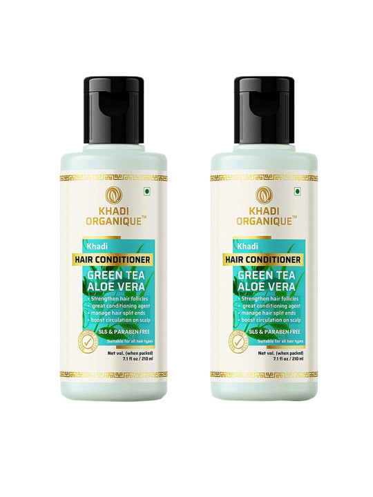 Khadi Organique Set Of 2 Green Tea Aloevera Conditioner 420ml