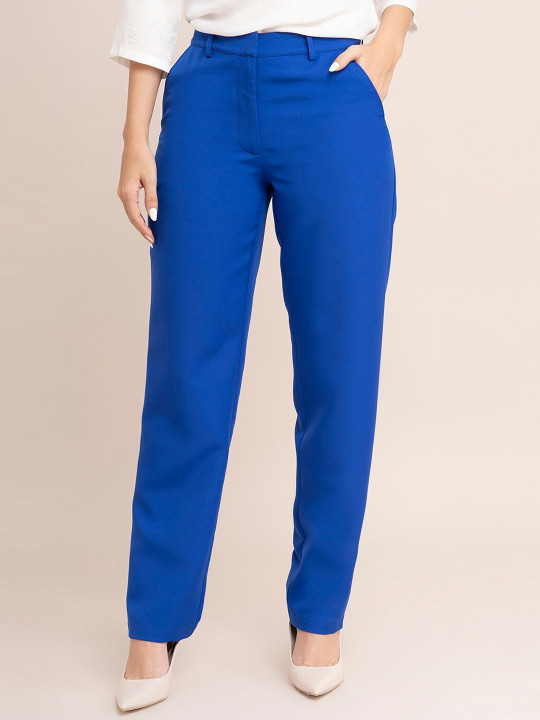 FABLE STREET Women Blue Straight Fit Trousers