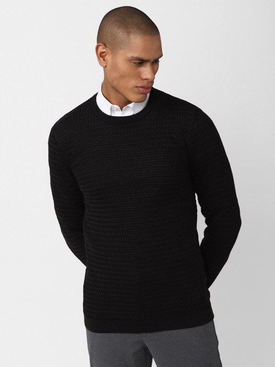 Van Heusen Men Black Cotton Pullover