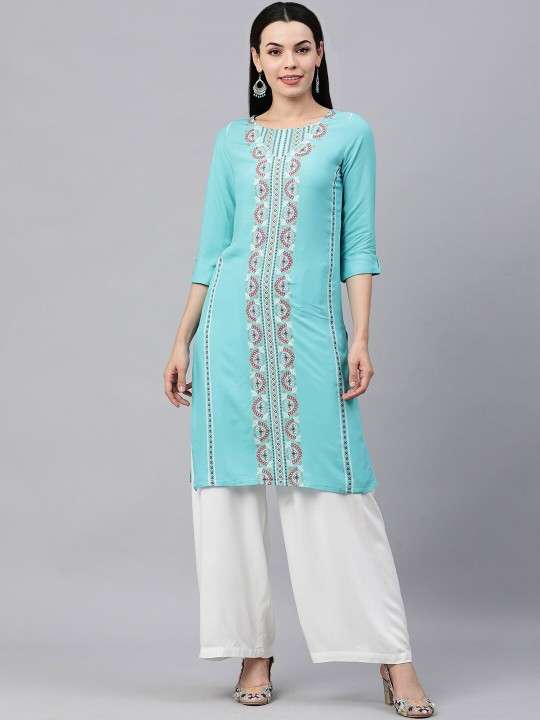 Here&Now Printed Straight Regular Kurta