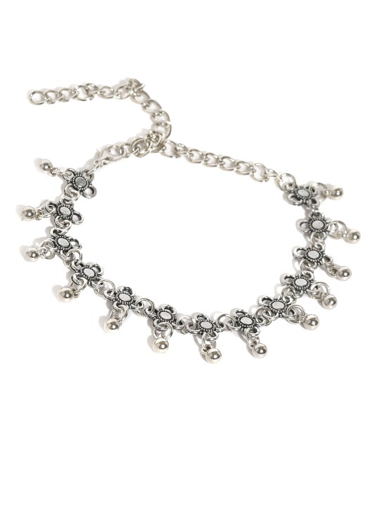 Oxidised Silver-Toned Anklet