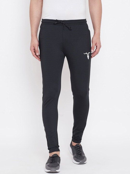 Bitterlime Men Black Solid Track Pants