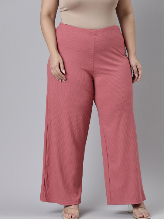 Go Colors Women Pink Plus Size Ethnic Palazzos