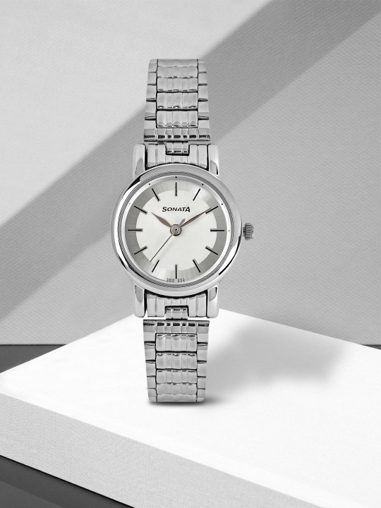Sonata Quartz Analog With White Dial Watch For Women - Nt8976sm01w