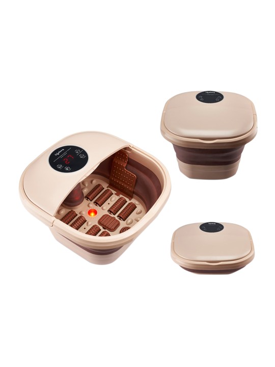 Lifelong LLM378 Electric Foldable Foot Spa Massager with 8 Manual Massage Rollers – Brown