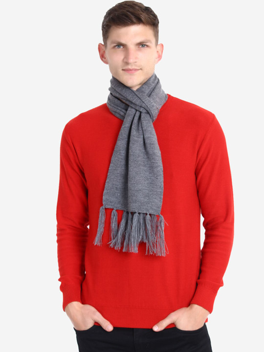 JoE Hazel Men Grey Solid Muffler