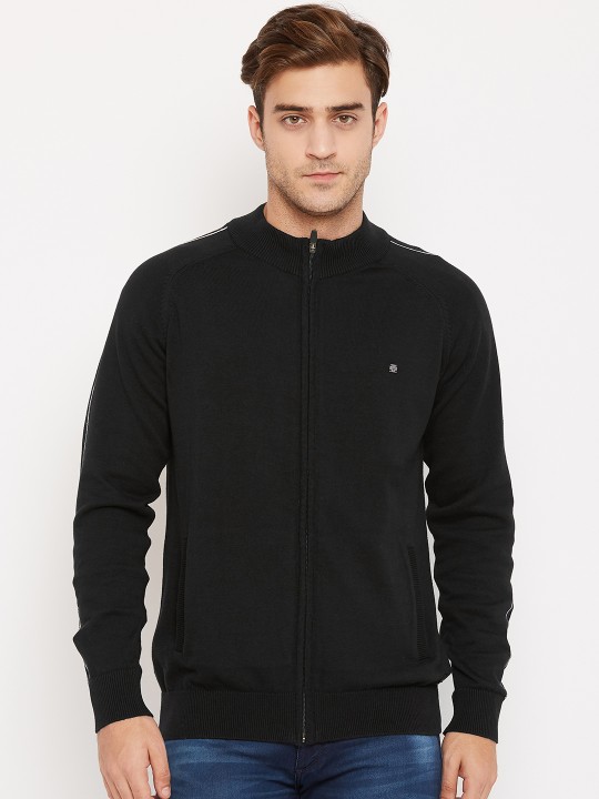 Men Black Solid Cardigan M