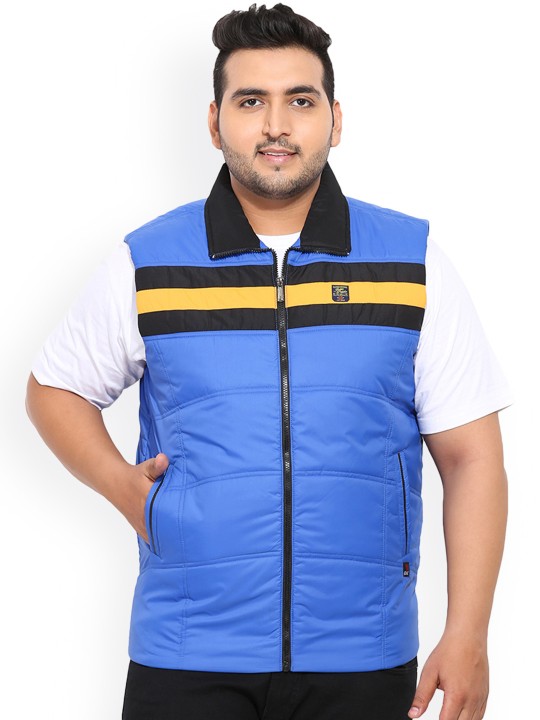 Men Blue Solid Puffer Jacket XXL