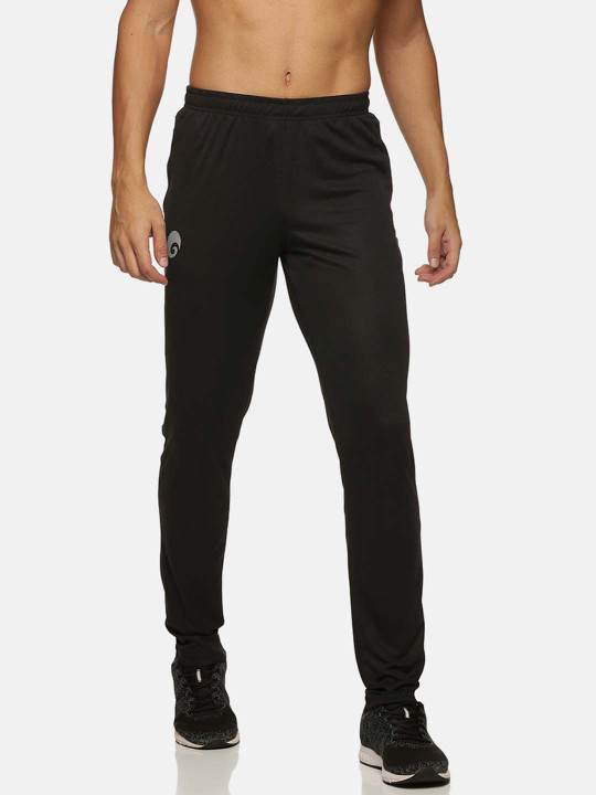 Omtex Men Black Solid Dry Fit Track Pants