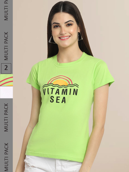 Fabflee Women Pack of 2 Printed T-shirt