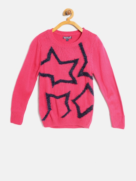 Girls Pink Pullover with Applique 4Y
