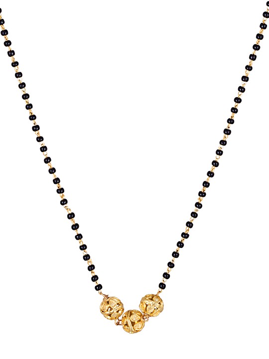 Gold-Plated & Black Stone-Studded Mangalsutra