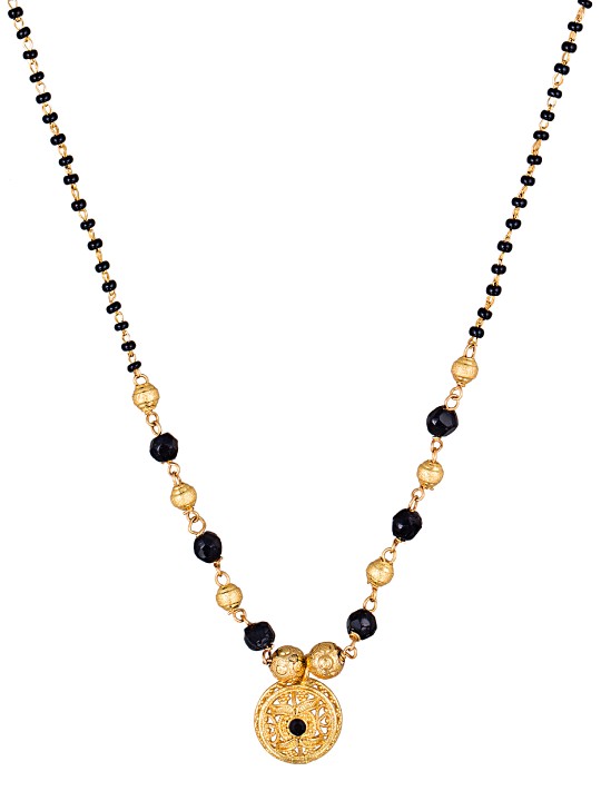 Gold-Toned & Black Beaded Mangalsutra
