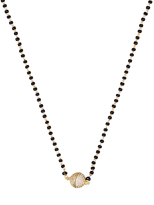 Gold-Toned & Black Beaded Mangalsutra