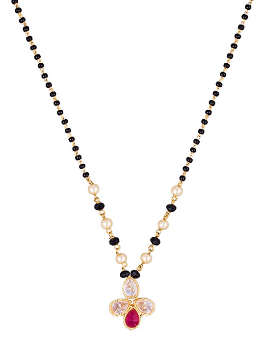 Gold-Toned & Black Beaded Mangalsutra