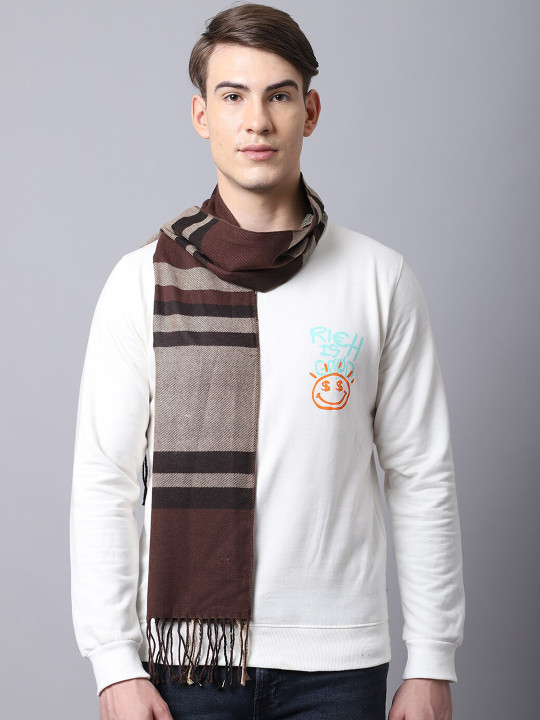 ELLIS Men Brown & Beige Colourblocked Acrylic Muffler