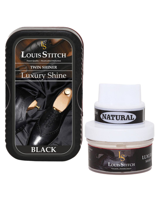 LOUIS STITCH Pack of 2 Neutral Twin Shiner & Shoe Cream for Leather Shoes