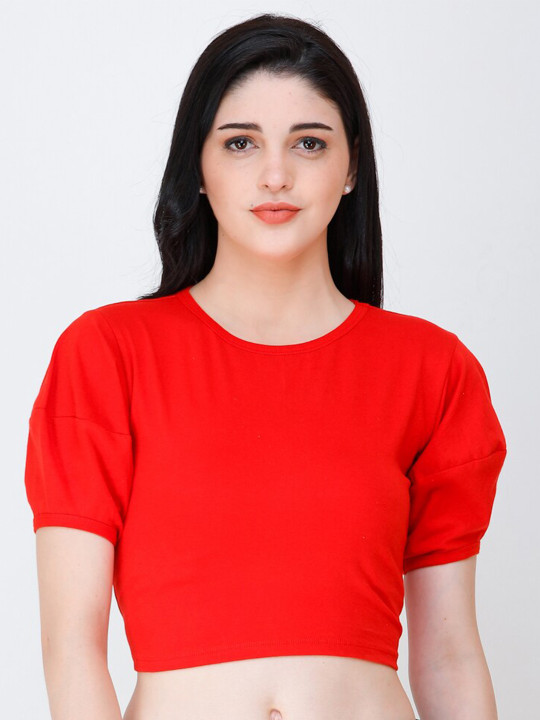 Cation Red Solid Crop Top
