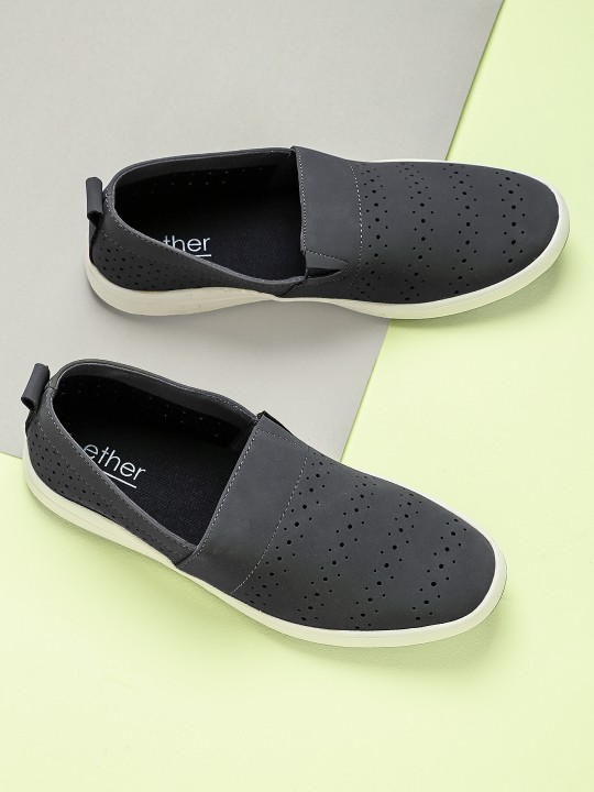 Ether grey slip on sneakers top